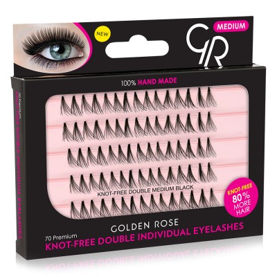 GOLDEN ROSE Knot Free Double Individual Eyelashes - Medium Black